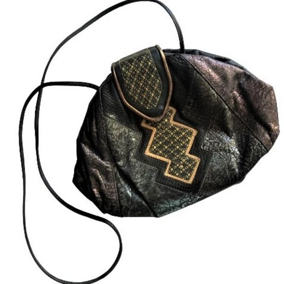 Vintage 80s Hala multicolour 'metalic 'crossbody or clutch purse bag - Picture 1 of 16